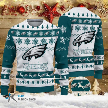 Philadelphia Eagles NFL Ugly Christmas Sweater, NFL Christmas Sweater Moonbestprint