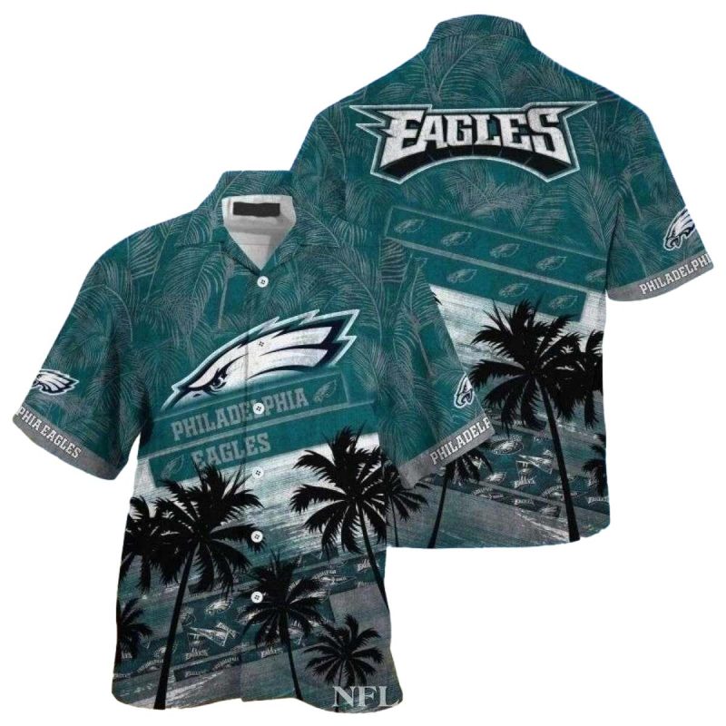 Philadelphia Eagles Palm Shadows Beachside Coconut Hawaiian Shirt - Moonbestprint