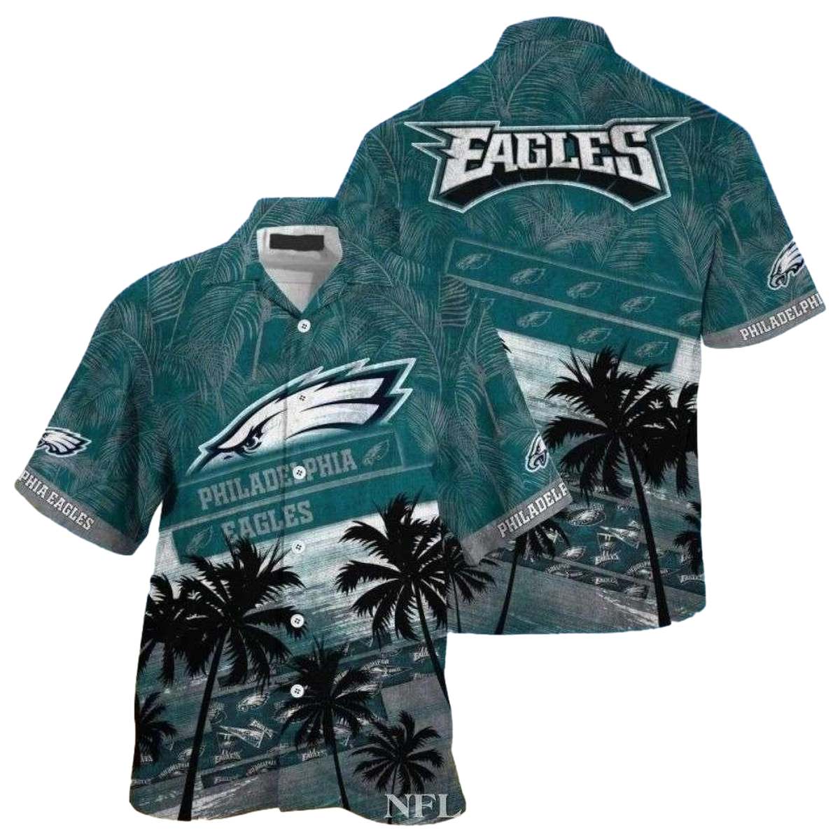 Philadelphia Eagles Palm Shadows Beachside Coconut Hawaiian Shirt - Moonbestprint