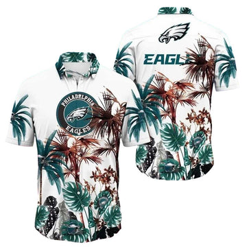 Philadelphia Eagles Palm Tree White Aloha Hawaiian Shirt - Moonbestprint
