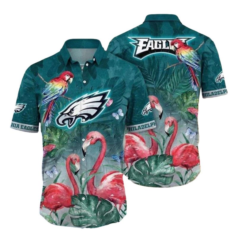 Philadelphia Eagles Paradise Flight Flamingo Hawaiian Shirt - Moonbestprint