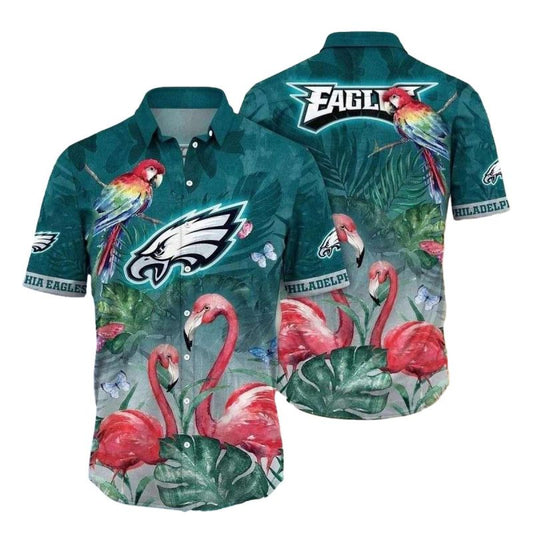 Philadelphia Eagles Paradise Flight Flamingo Hawaiian Shirt - Moonbestprint