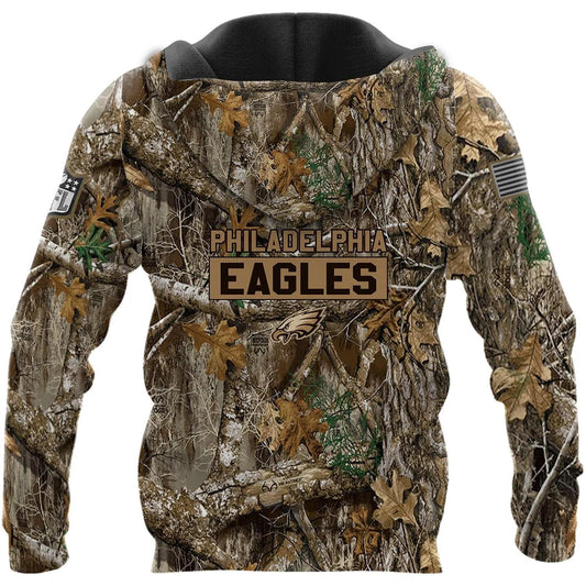 Philadelphia Eagles Realtree Hunting Camo 3D Hoodie, NFL Hoodie Moonbestprint