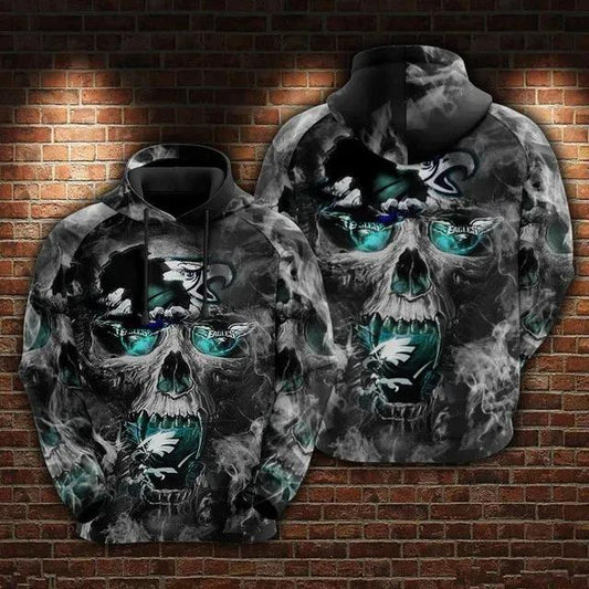 Philadelphia Eagles Skull 3D Hoodie, NFL Hoodie Moonbestprint
