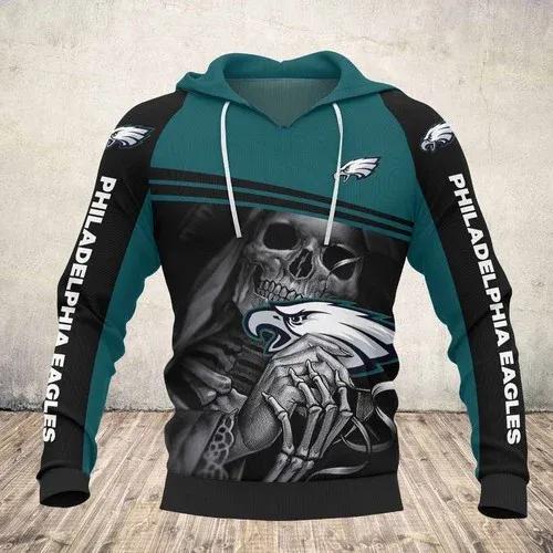 Philadelphia Eagles Skull Death 3D Hoodie, NFL Hoodie Moonbestprint