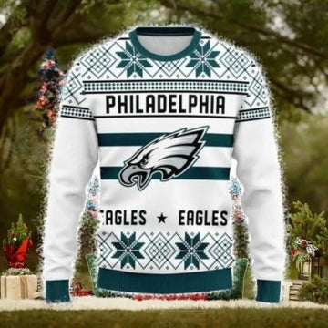 Philadelphia Eagles Snowflake Ugly Christmas Sweater, NFL Chritsmas Sweater Moonbestprint
