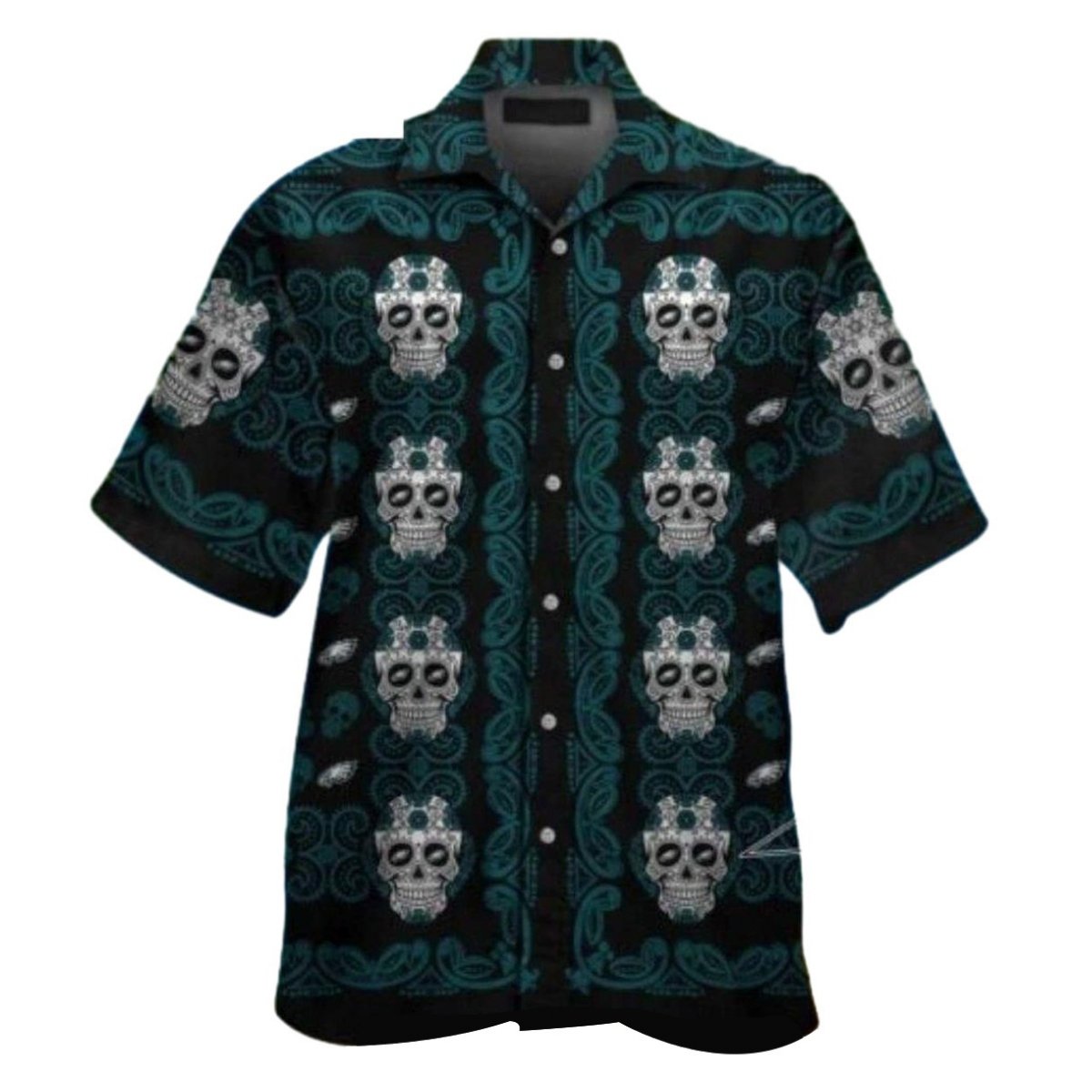 Philadelphia Eagles Sugar Skull Pattern Hawaiian Shirt - Moonbestprint