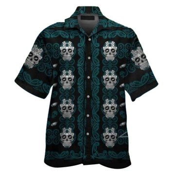 Philadelphia Eagles Sugar Skull Pattern Hawaiian Shirt - Moonbestprint