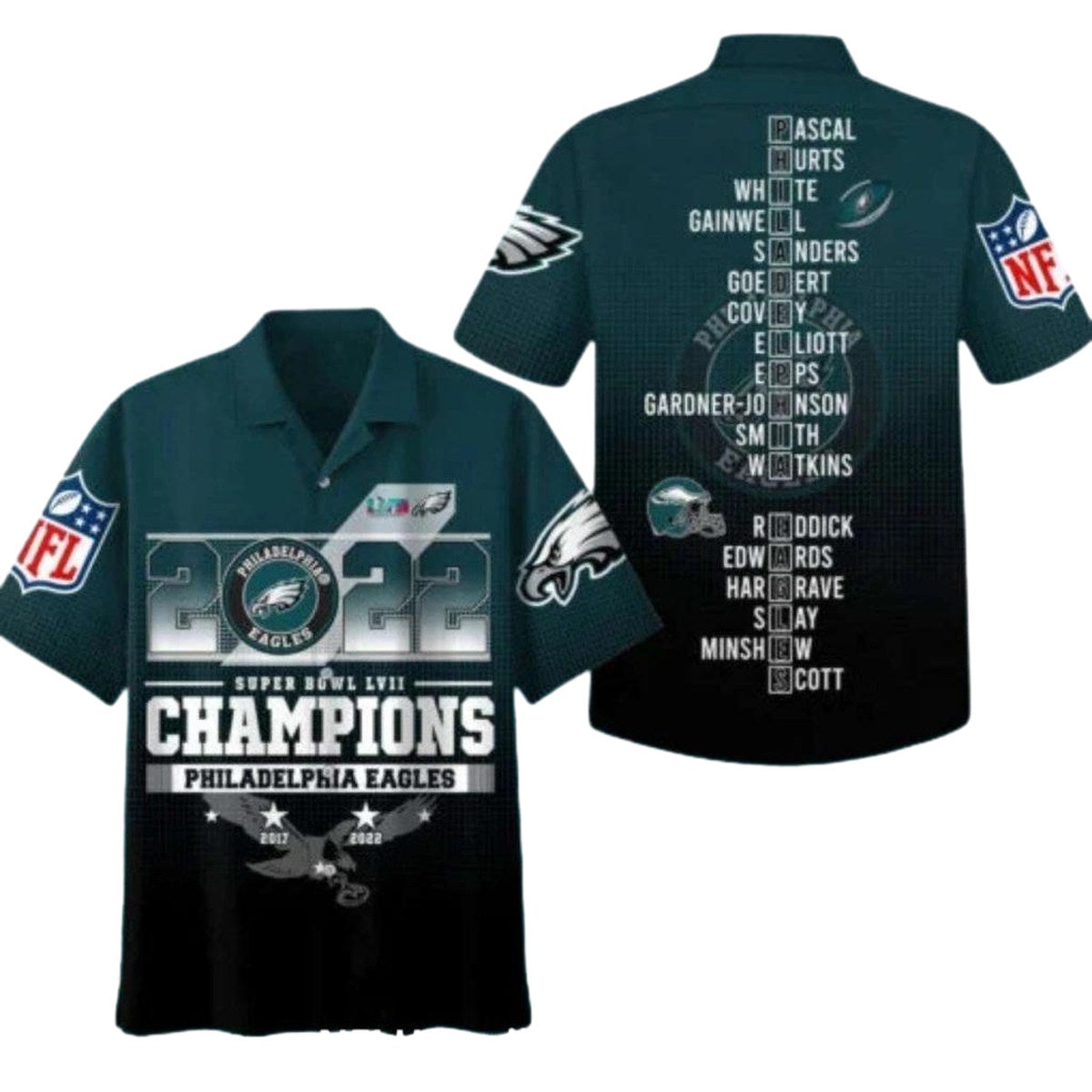 Philadelphia Eagles Sb Lvii Champions Hawaiian Shirt - Moonbestprint