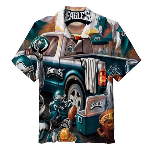 Philadelphia Eagles Tailgate Party Time Tropical Hawaiian Shirt - Moonbestprint