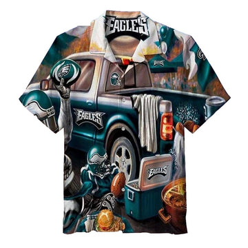 Philadelphia Eagles Tailgate Party Time Tropical Hawaiian Shirt - Moonbestprint