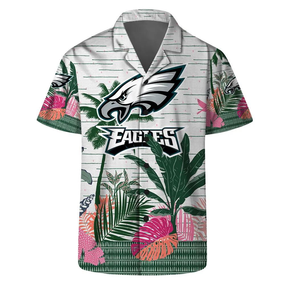 Philadelphia Eagles Team Logo Pattern Aloha Colorful Retro Hawaiian Shirt, NFL Hawaiian Shirt Moonbestprint