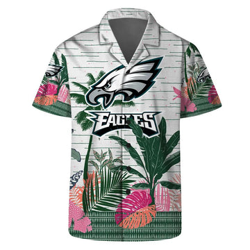Philadelphia Eagles Team Logo Pattern Aloha Colorful Retro Hawaiian Shirt, NFL Hawaiian Shirt Moonbestprint