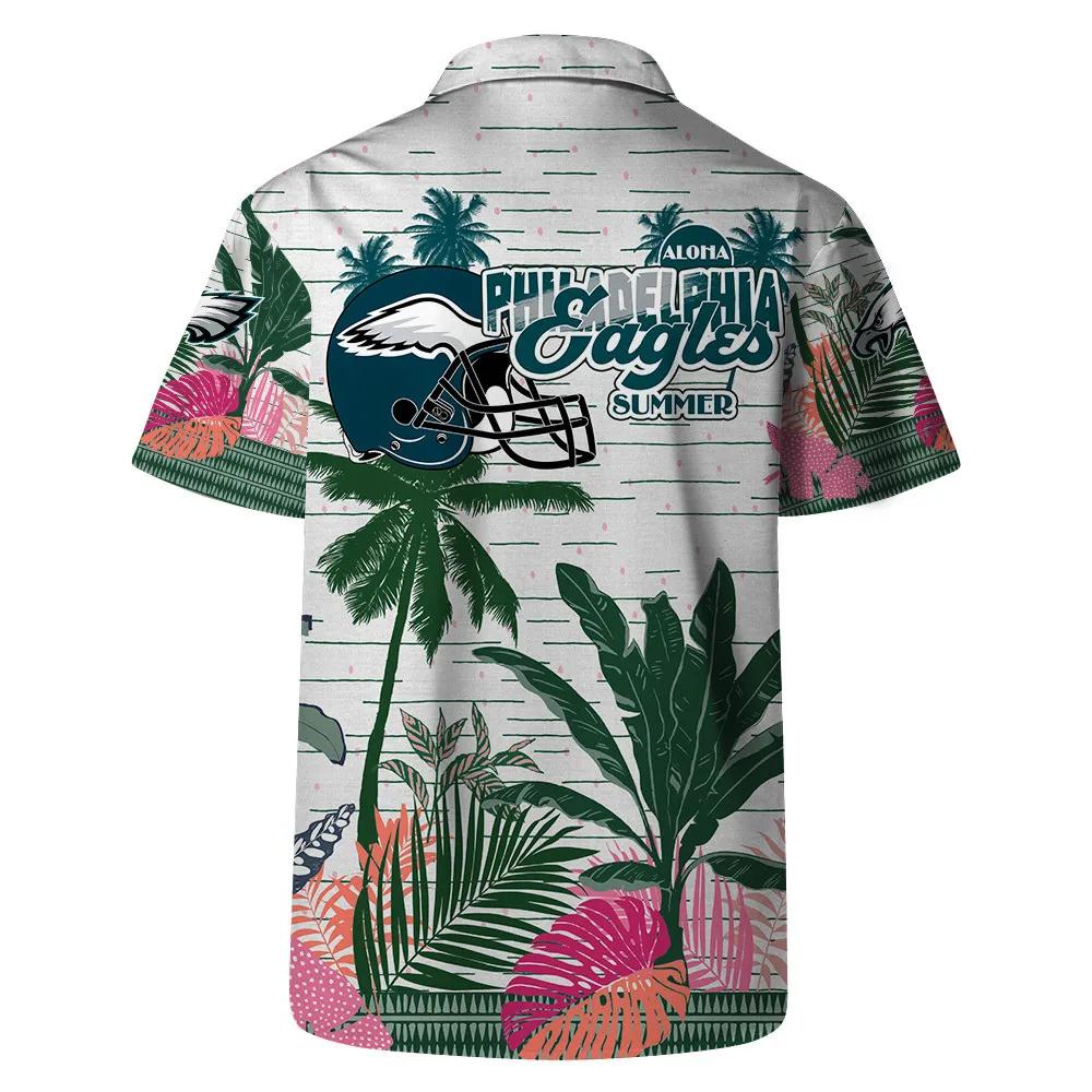 Philadelphia Eagles Team Logo Pattern Aloha Colorful Retro Hawaiian Shirt, NFL Hawaiian Shirt Moonbestprint