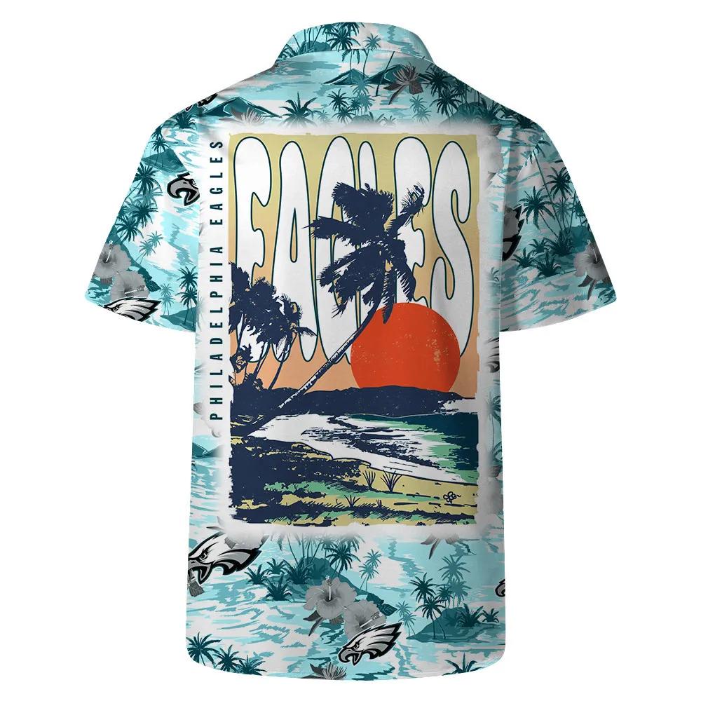 Philadelphia Eagles Team Logo Pattern Football Hawaiian Shirt, NFL Hawaiian Shirt Moonbestprint