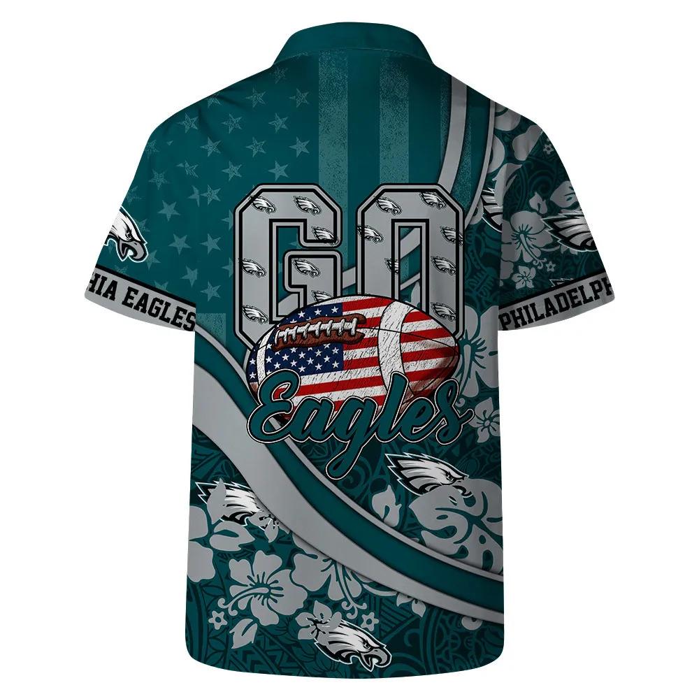 Philadelphia Eagles Team Logo Pattern US Flag Hawaiian Shirt, NFL Hawaiian Shirt Moonbestprint
