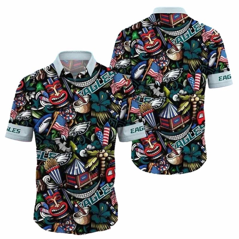 Philadelphia Eagles Tiki Party Vibrant Hawaiian Shirt - Moonbestprint