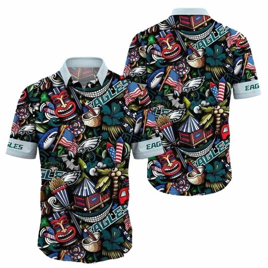 Philadelphia Eagles Tiki Party Vibrant Hawaiian Shirt - Moonbestprint