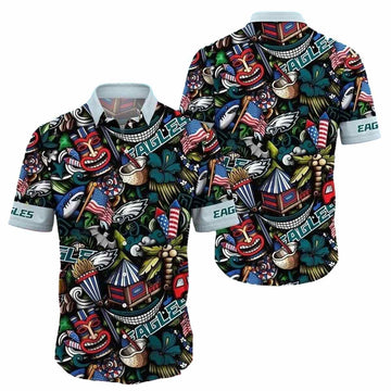 Philadelphia Eagles Tiki Party Vibrant Hawaiian Shirt - Moonbestprint
