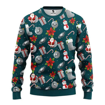 Philadelphia Eagles Ugly Sweatter Christmas Snowflakes, Philadelphia Eagles Ugly Sweater Moonbestprint