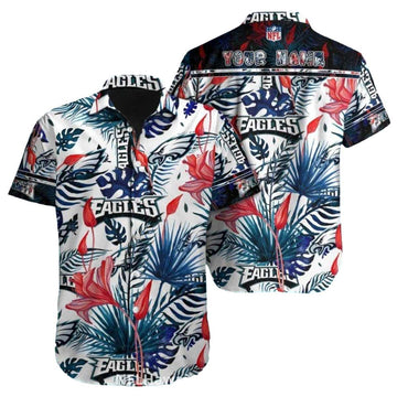 Personalized Philadelphia Eagles Vibrant Red And Blue Floral Hawaiian Shirt - Moonbestprint