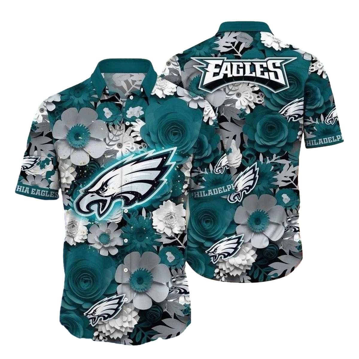 Philadelphia Eagles White Floral Breeze Hawaiian Shirt - Moonbestprint