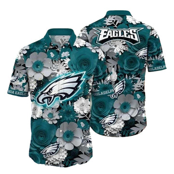 Philadelphia Eagles White Floral Breeze Hawaiian Shirt - Moonbestprint