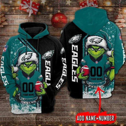 Philadelphia Eagles Yoda Personalized Christmas Hoodie, NFL Hoodie Moonbestprint