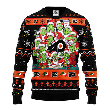 Philadelphia Flyers 12 Grinch Xmas Day Ugly Christmas Sweater Moonbestprint