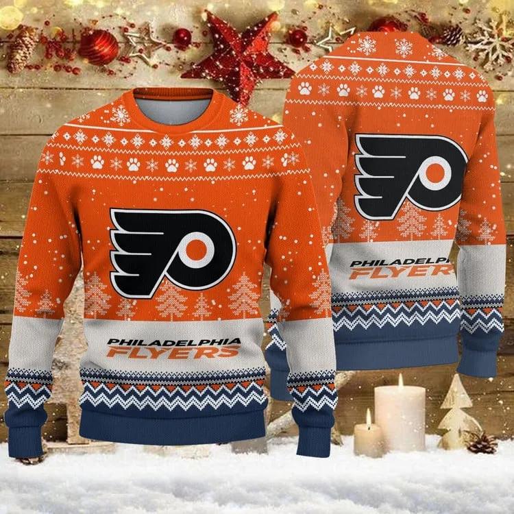 Philadelphia Flyers Big Logo Ugly Christmas Sweater, NHL Christmas Sweater Moonbestprint