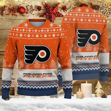 Philadelphia Flyers Big Logo Ugly Christmas Sweater, NHL Christmas Sweater Moonbestprint