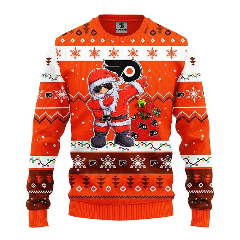 Philadelphia Flyers Dabbing Santa Claus Ugly Christmas Sweater, NHL Christmas Sweater Moonbestprint