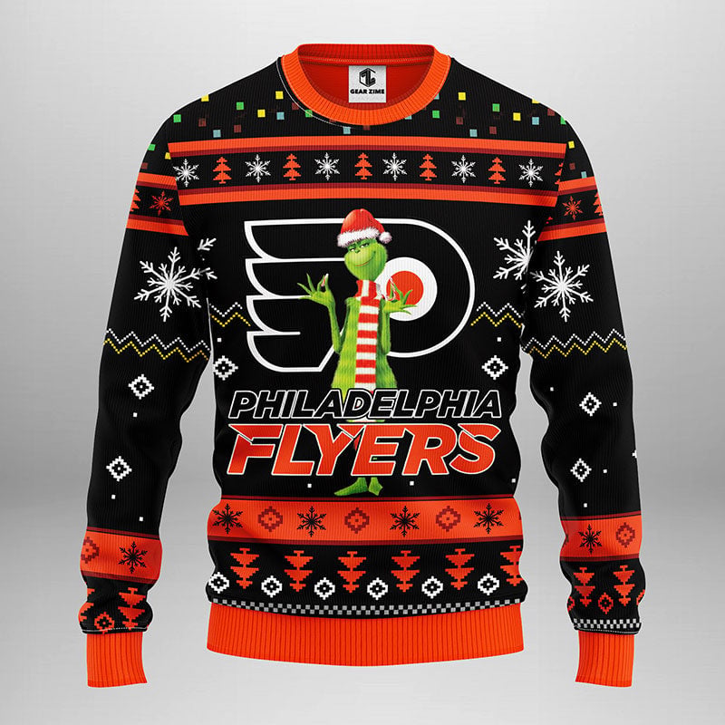 Philadelphia Flyers Funny Grinch Ugly Christmas Sweater Moonbestprint