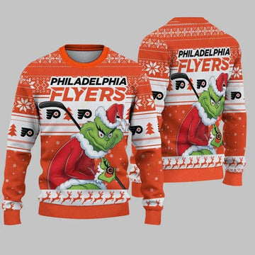 Philadelphia Flyers Grinch Stolen Ugly Christmas Sweater, NHL Christmas Sweater Moonbestprint