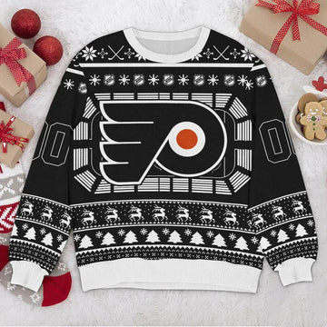 Philadelphia Flyers NHL Custom Ugly Christmas Sweater, NHL Christmas Sweater Moonbestprint