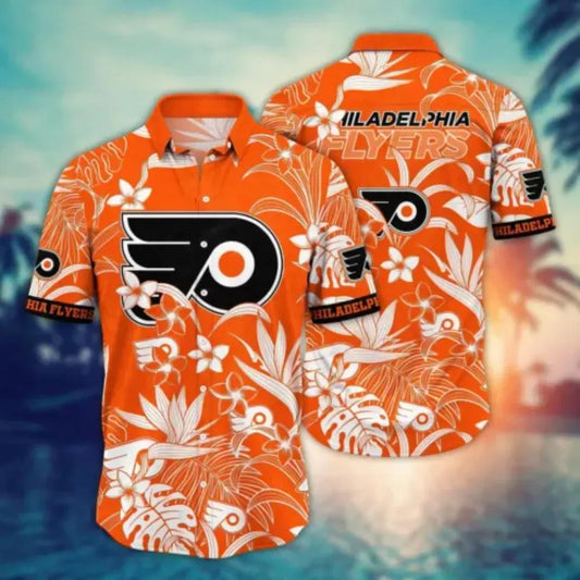 Philadelphia Flyers NHL Hawaiian Shirt Tropical Aloha Shirt, NHL Hawaiian Shirt Moonbestprint