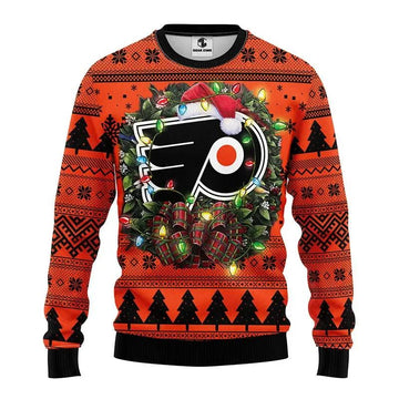 Philadelphia Flyers Santa Hat Ugly Christmas Sweater, NHL Christmas Sweater Moonbestprint