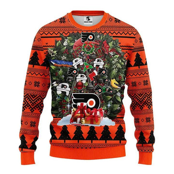 Philadelphia Flyers Tree Christmas Ugly Sweater, NHL Christmas Sweater Moonbestprint