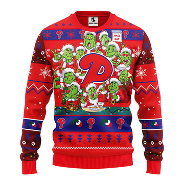 Philadelphia Phillies 12 Grinch Xmas Day Ugly Christmas Sweater Moonbestprint