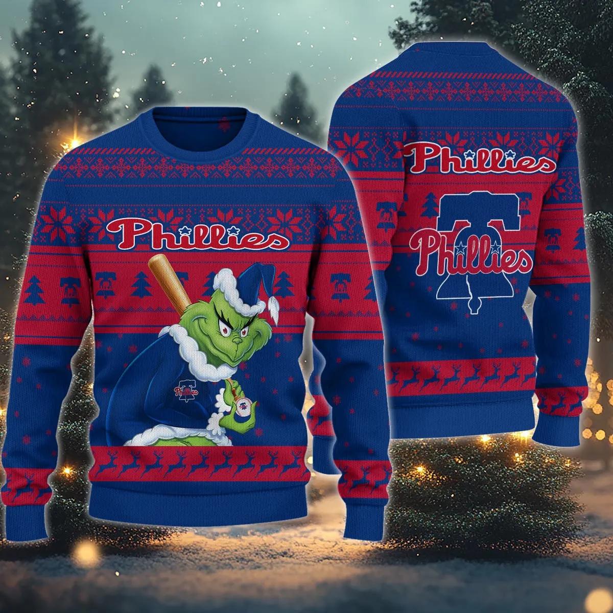 Philadelphia Phillies Grinch Stolen Ugly Christmas Sweater, MLB Christmas Sweater Moonbestprint