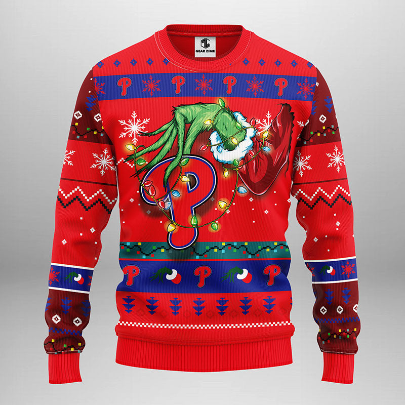 Philadelphia Phillies Grinch Ugly Christmas Sweater Moonbestprint