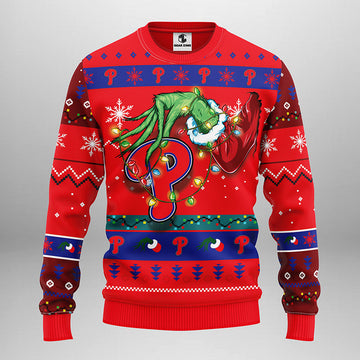 Philadelphia Phillies Grinch Ugly Christmas Sweater Moonbestprint