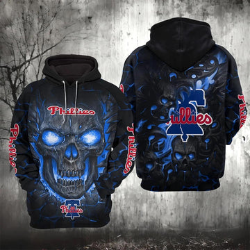 Philadelphia Phillies Lava Skull 3D Hoodie, MLB Hoodie Moonbestprint