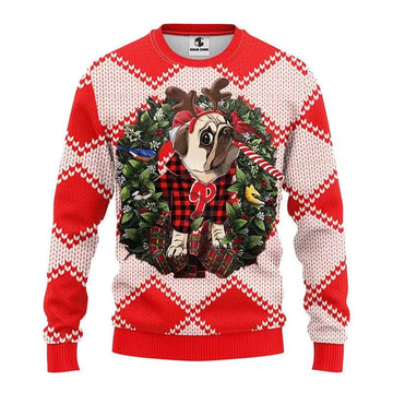 Philadelphia Phillies Pub Dog Ugly Christmas Sweater, MLB Christmas Sweater Moonbestprint