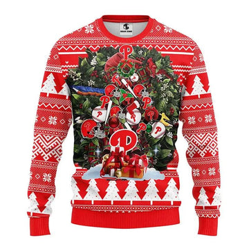 Philadelphia Phillies Tree Christmas Ugly Sweater, MLB Christmas Sweater Moonbestprint