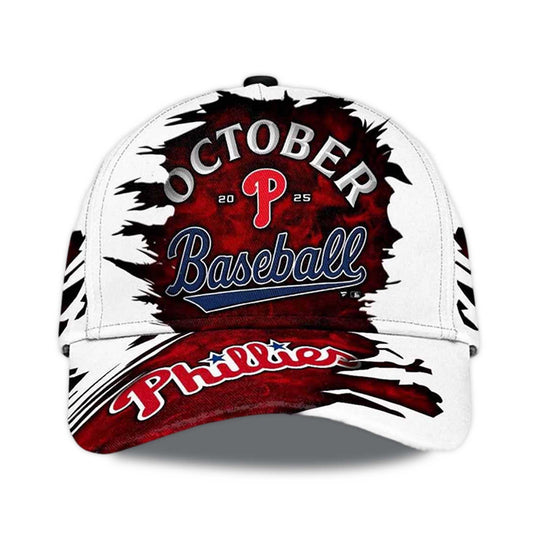 Phillies October Baseball 2025 Baseball Cap -Moonbestprint