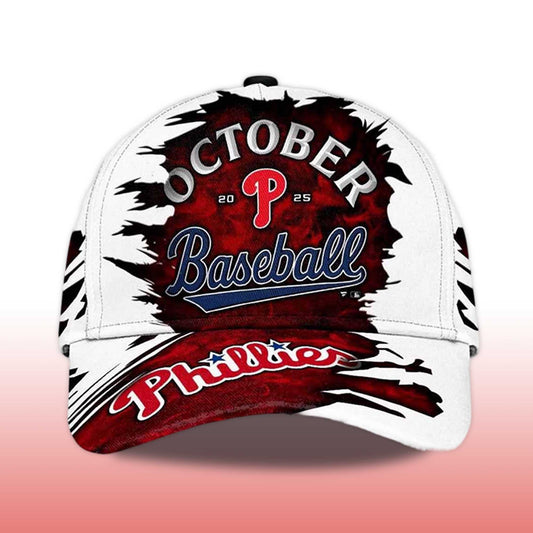 Phillies October Baseball 2025 Baseball Cap -Moonbestprint