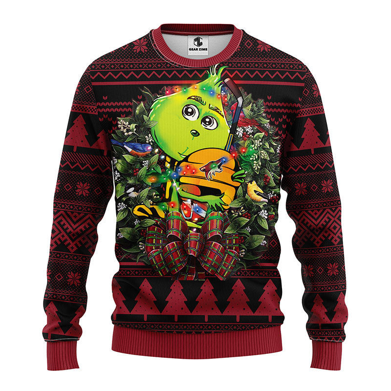 Phoenix Coyotes Grinch Hug Ugly Christmas Sweater Moonbestprint