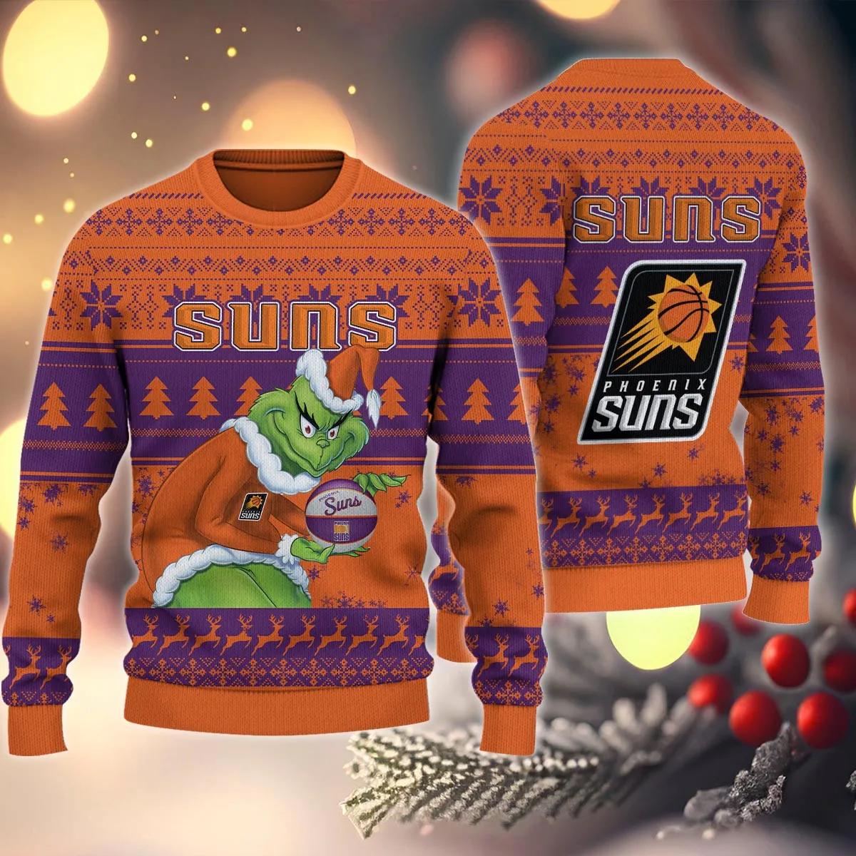 Phoenix Suns Grinch Stolen Ugly Christmas Sweater, NBA Chritsmas Sweater Moonbestprint