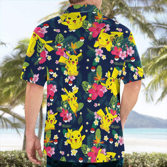Pikachu Floral Pattern Hawaiian Shirt Tropical Summer Style – Moonbestprint